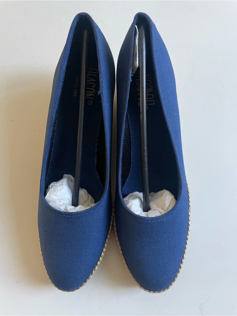 Classic Navy Espadrille Wedge Flats - Women blue new